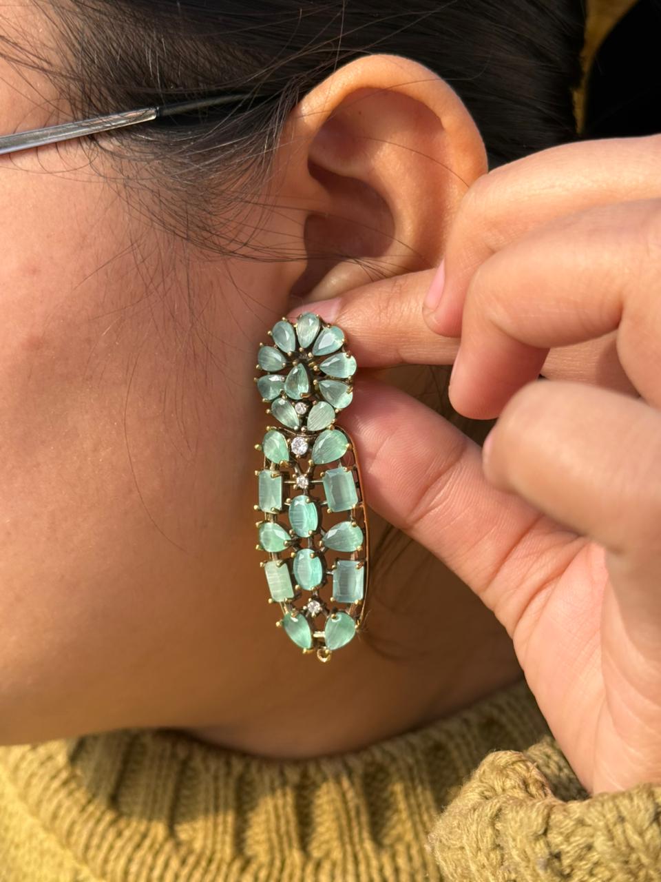 Kemp Stones With cz Earring for woman