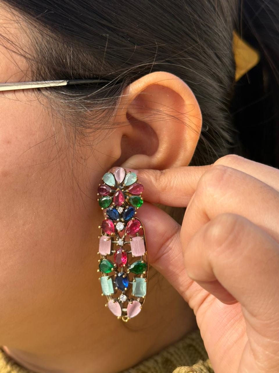 Kemp Stones With cz Earring for woman