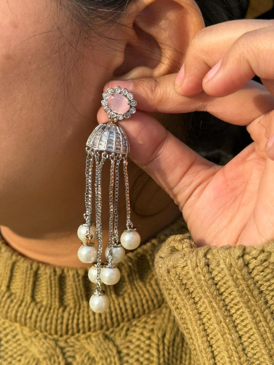 Pearl String With Jhumka In CZ  for woman