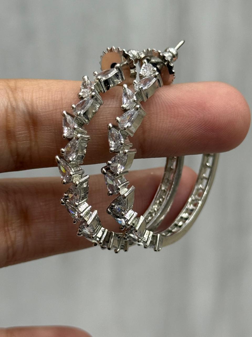 CZ Hoops With Silver Polish for woman
