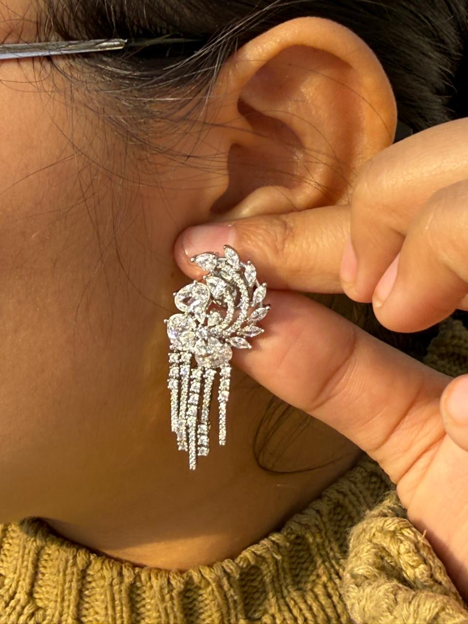CZ With Hanging Strings Earring for woman