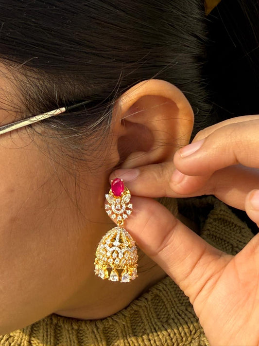 Cute With Ruby Stone Jhumki for woman