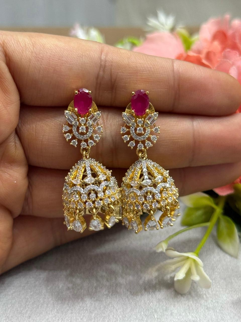 Cute With Ruby Stone Jhumki for woman