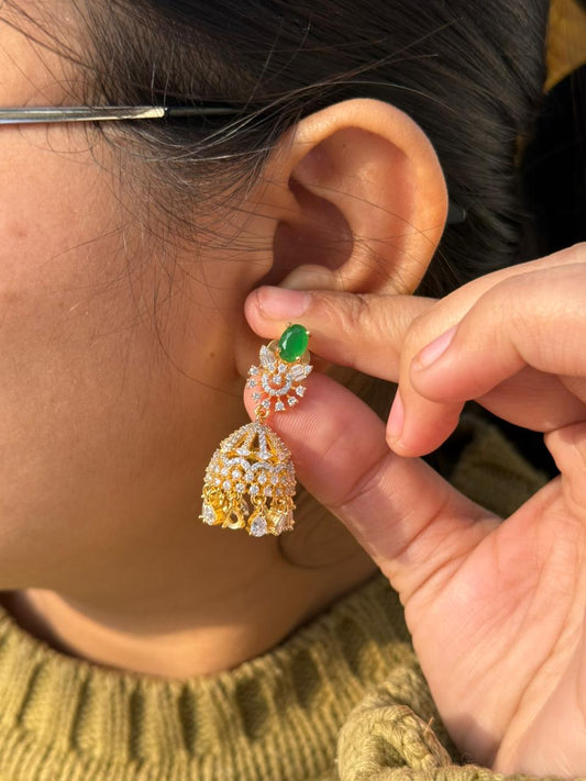 Cute With green Stone Jhumki for woman