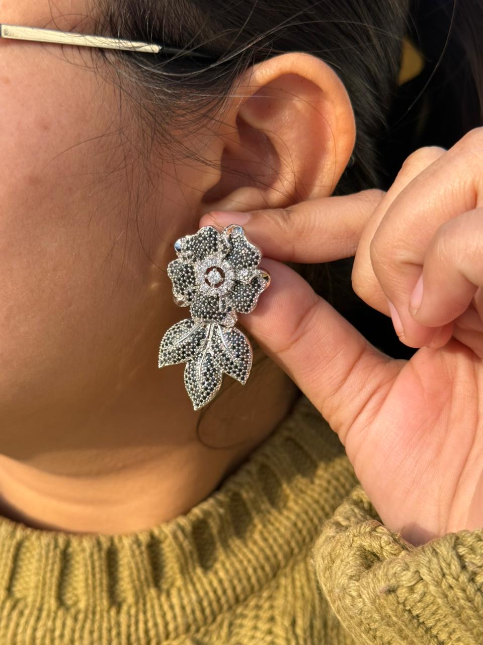 Roses With Petals Invisible Setting Earring for woman