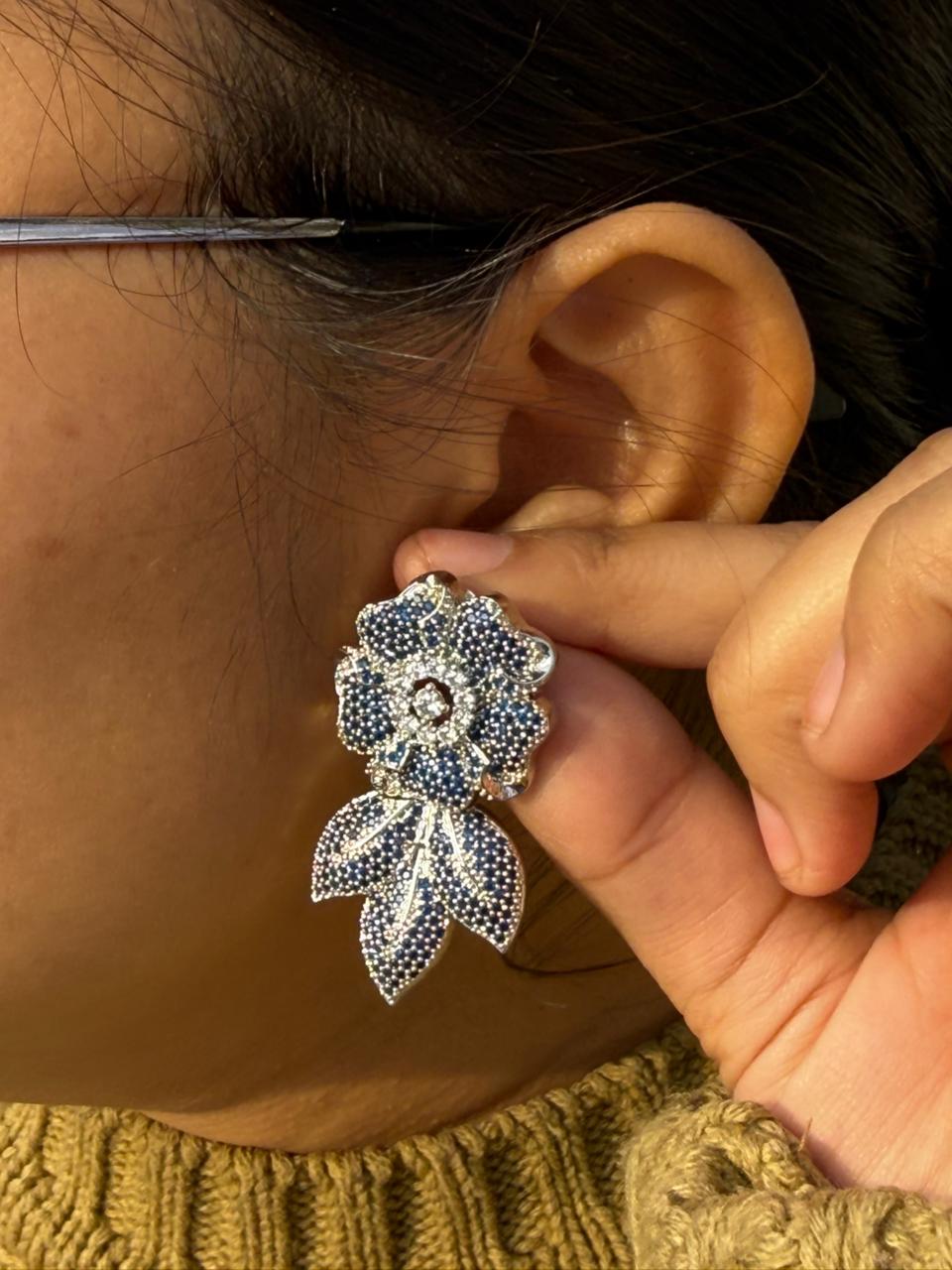 Roses With Petals Invisible Setting Earring for woman