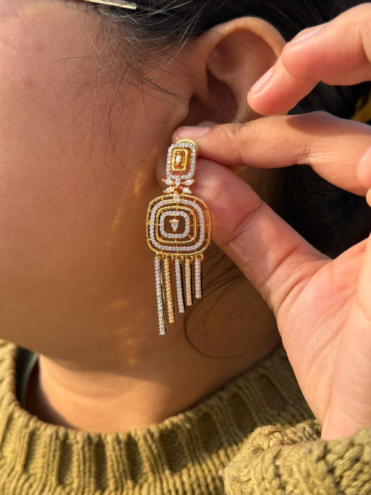 Square With CZ Earrings for woman