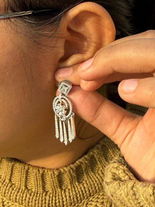 Silver Crystal Chandelier Earrings for women and girl