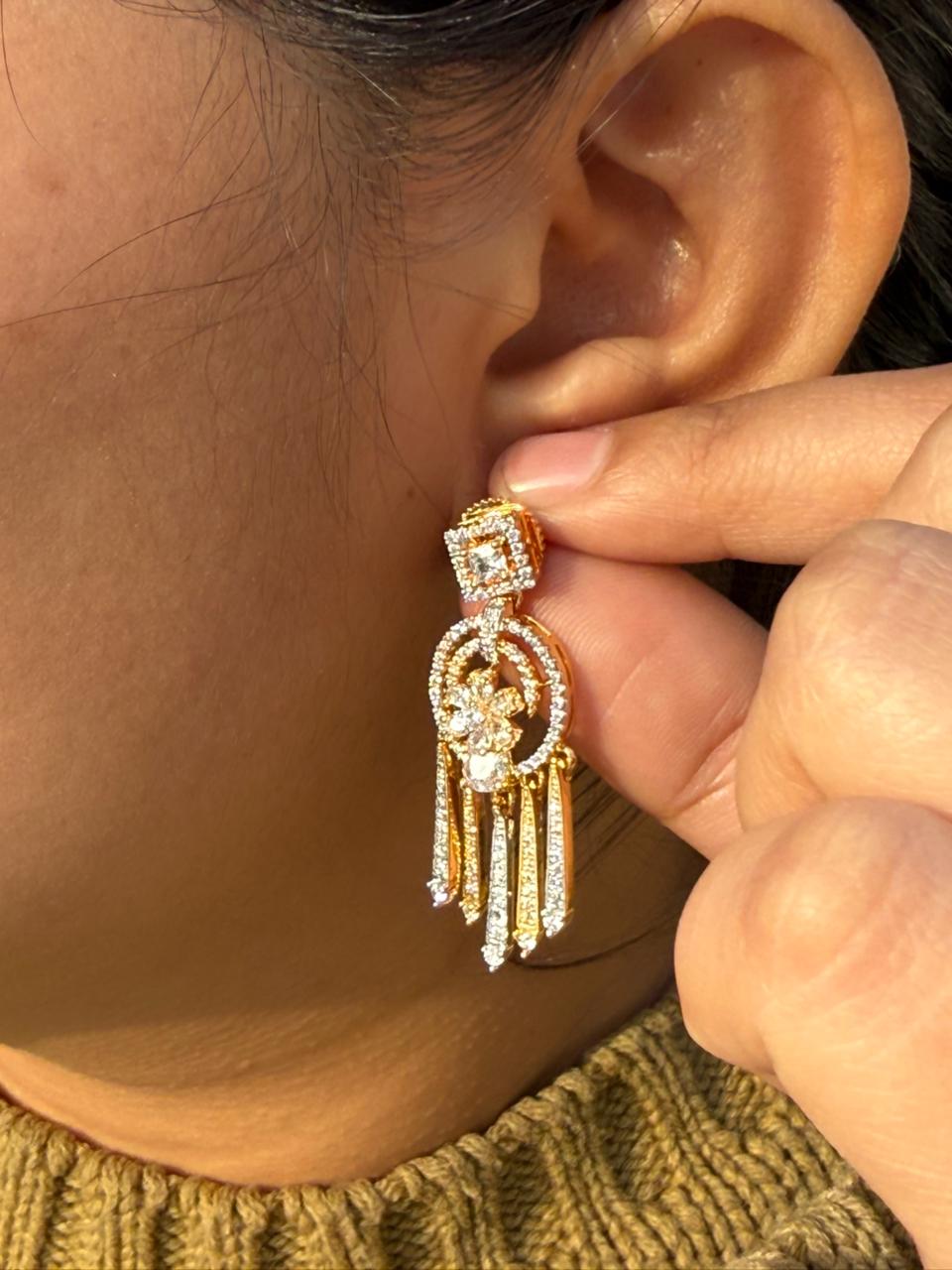 Gold & Crystal Chandelier Dangle Earrings