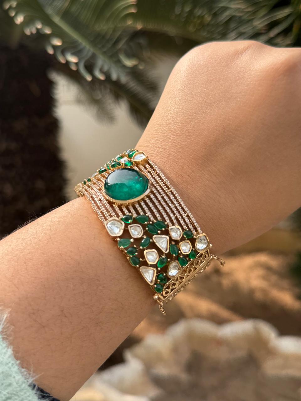Mossanite With Doublet Kundan Bracelet for woman