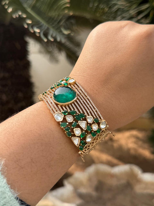 Mossanite With Doublet Kundan Bracelet for woman