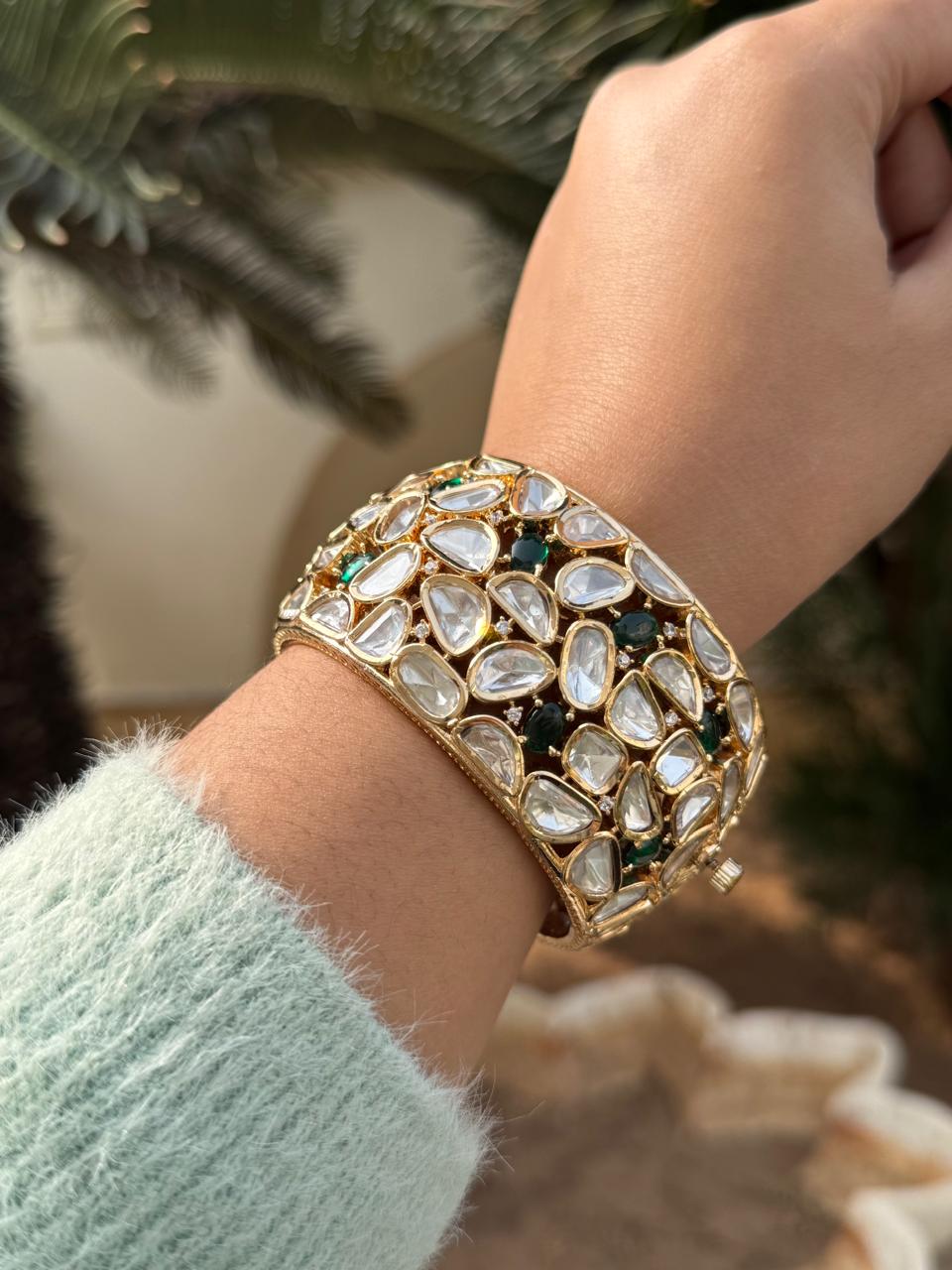 Broad Polki MossaniteBracelet  for woman