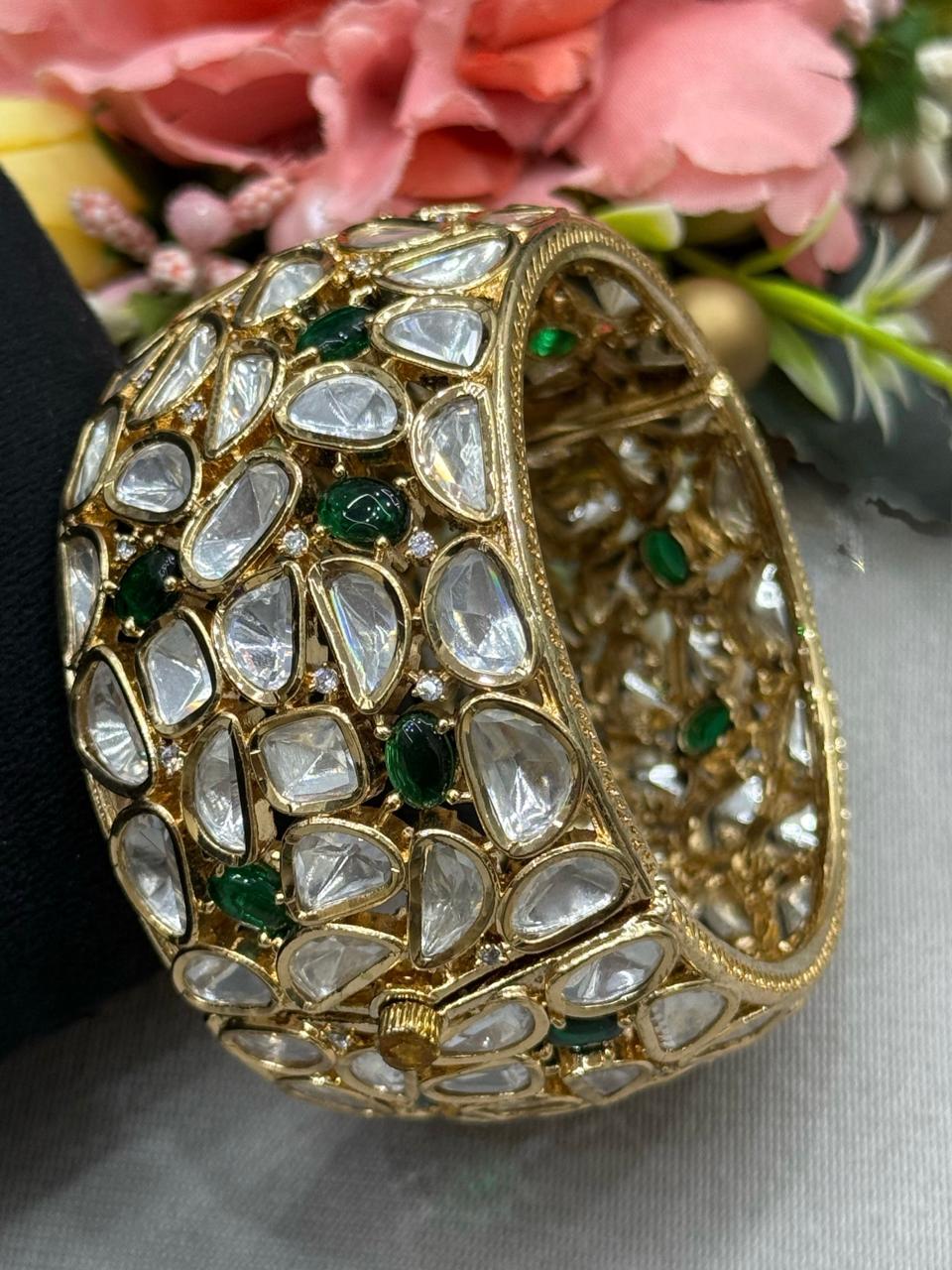 Broad Polki MossaniteBracelet  for woman