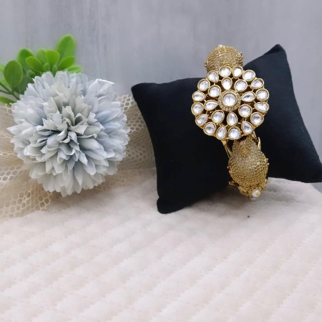 Mossanite Flower With Gold Finish Bracelet for woman