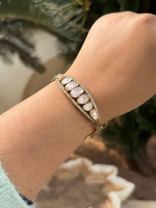 Mehandi Polish With Polki Bracelet for woman