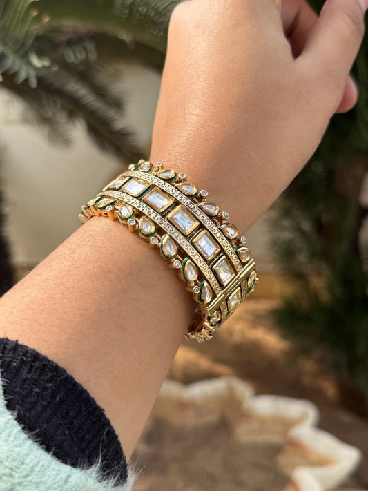 Meenakari Broad Bracelet With Kundan for woman