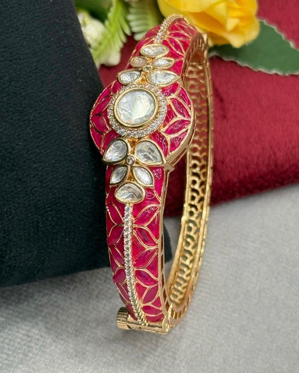 Appoxy With Mossanite Kundan Bracelet for woman