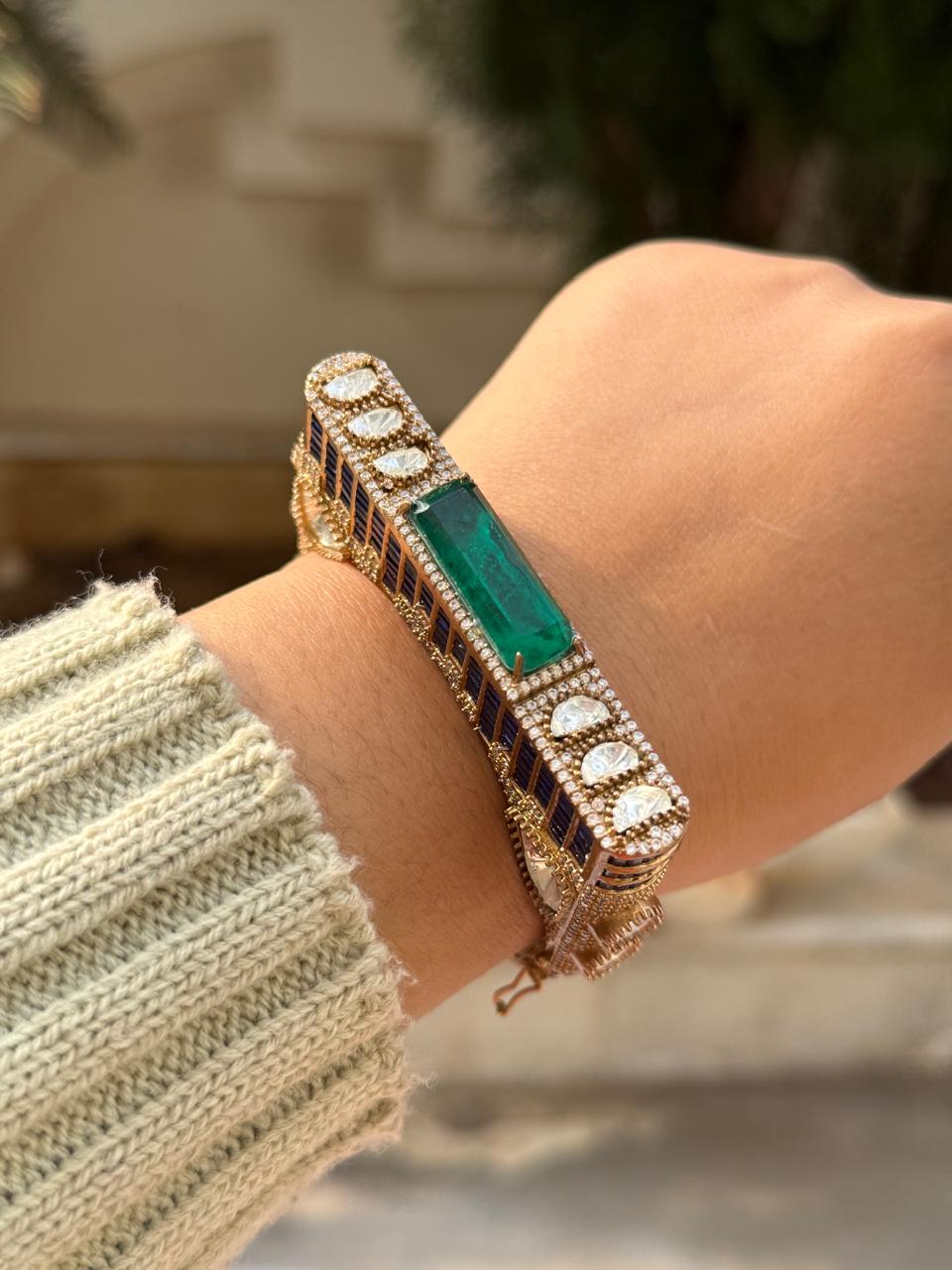 Elegant Kundan Mossanite Bracelet for woman