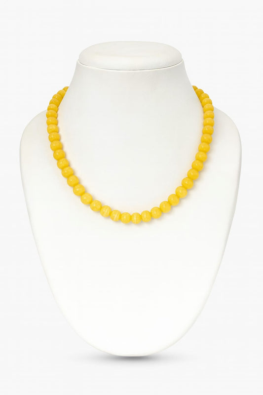 YELLOW SINGLE LAYER MONALISA BEADS MALA FOR WOMEN