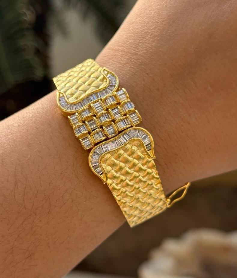 Golden Polish With CZ Bracelet for woman