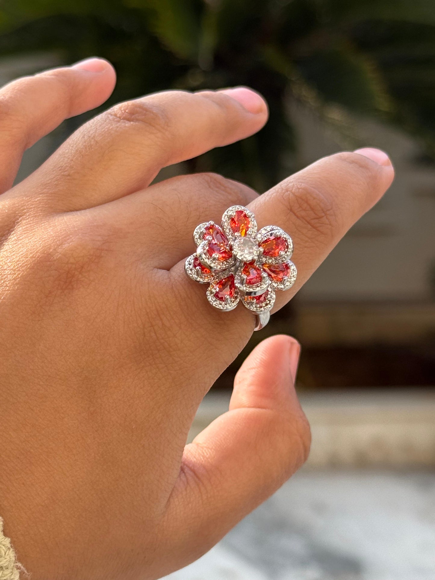 Floral Channel Setting Ring For woman