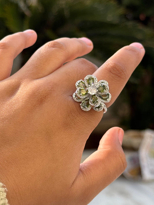 Floral Channel Setting Ring For woman