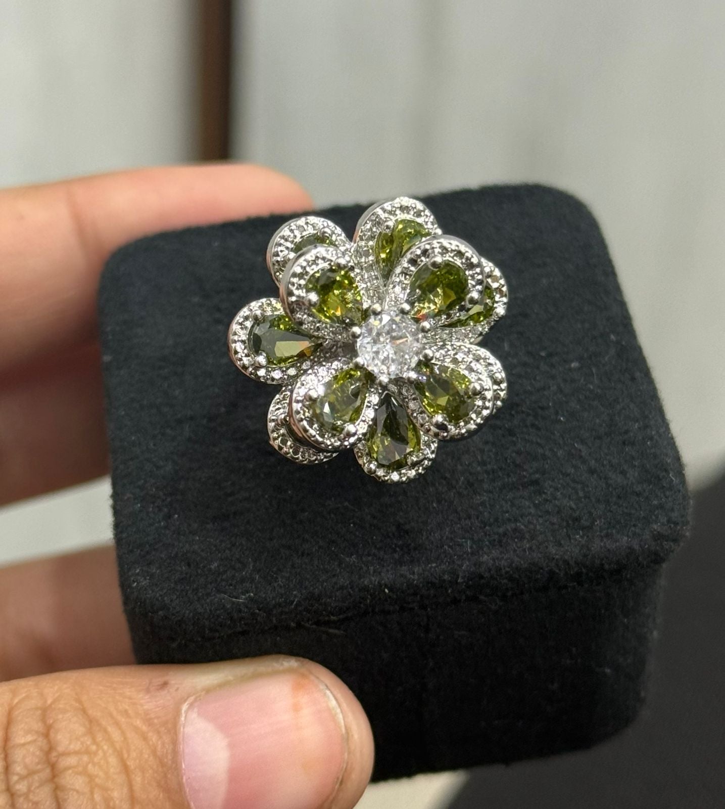 Floral Channel Setting Ring For woman