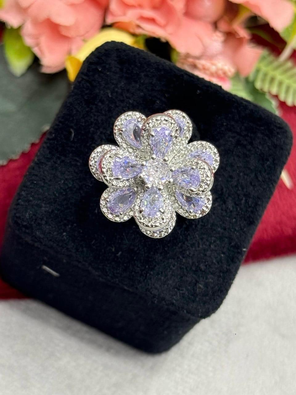 Floral Channel Setting Ring For woman