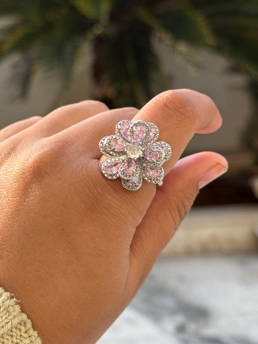 Floral Channel Setting Ring For woman