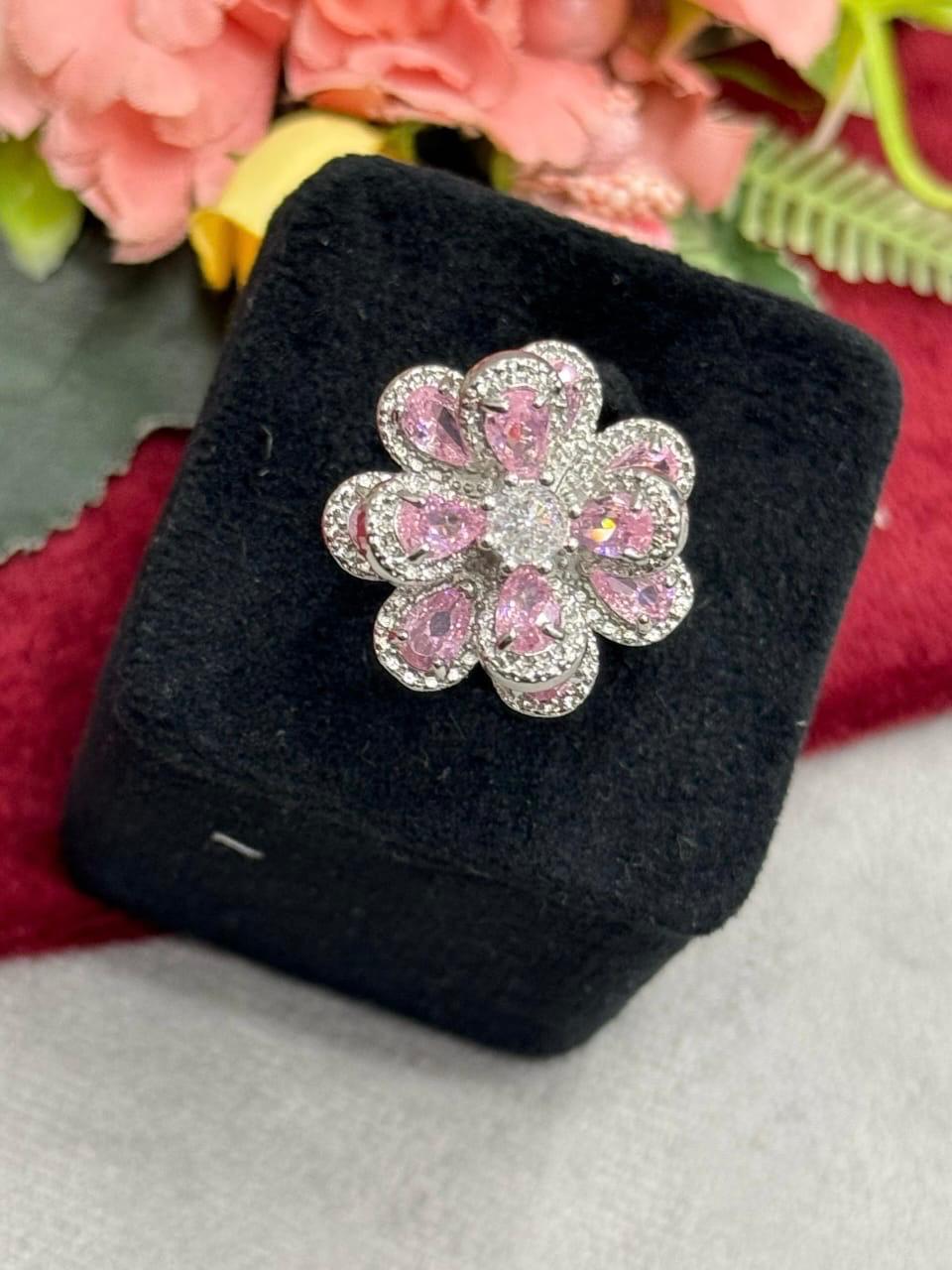 Floral Channel Setting Ring For woman