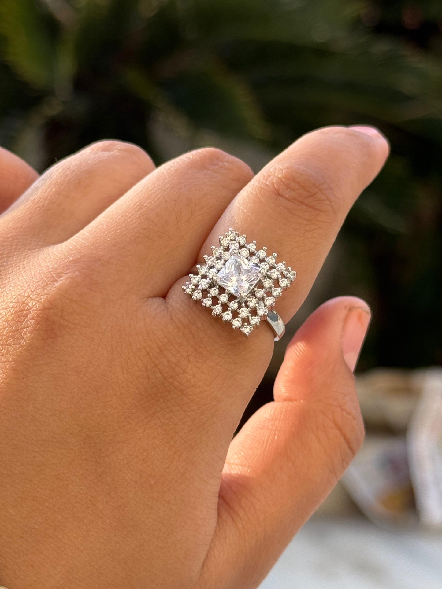Square CZ Ring for woman