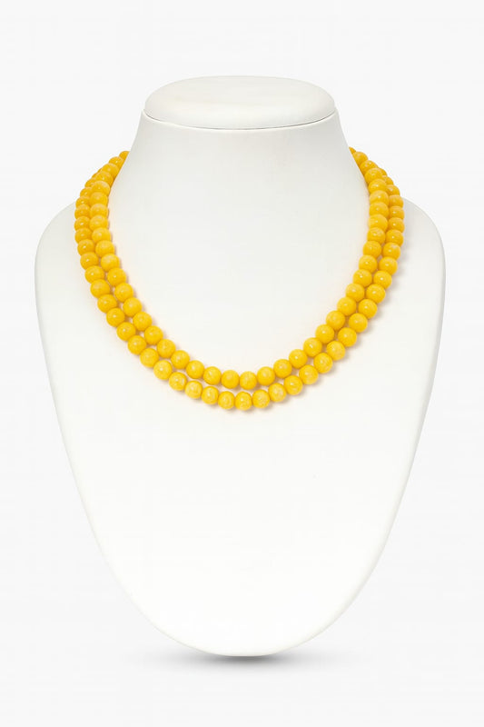 TWO LAYER YELLOW MONALISA BEADS MALA