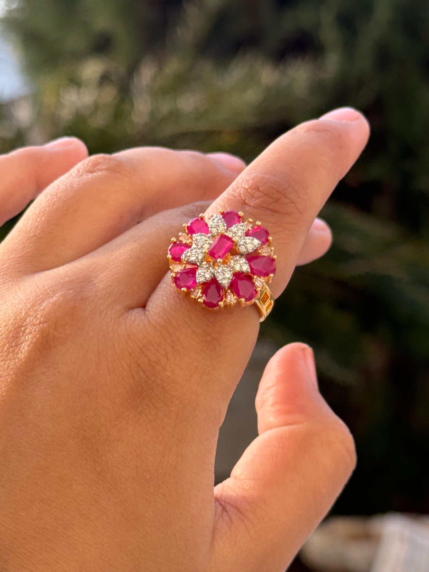 Pota Stones With Zircon Ring in pink for woman