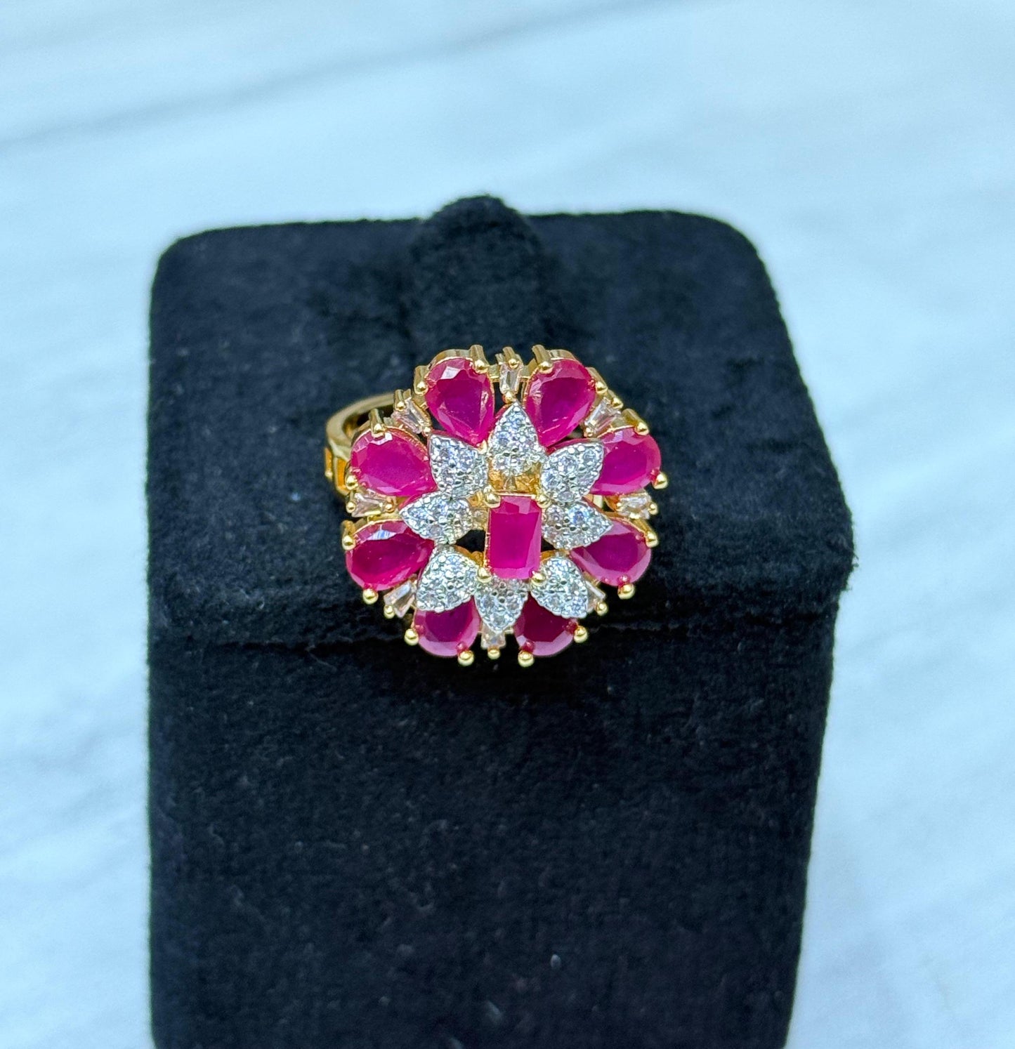 Pota Stones With Zircon Ring in pink for woman