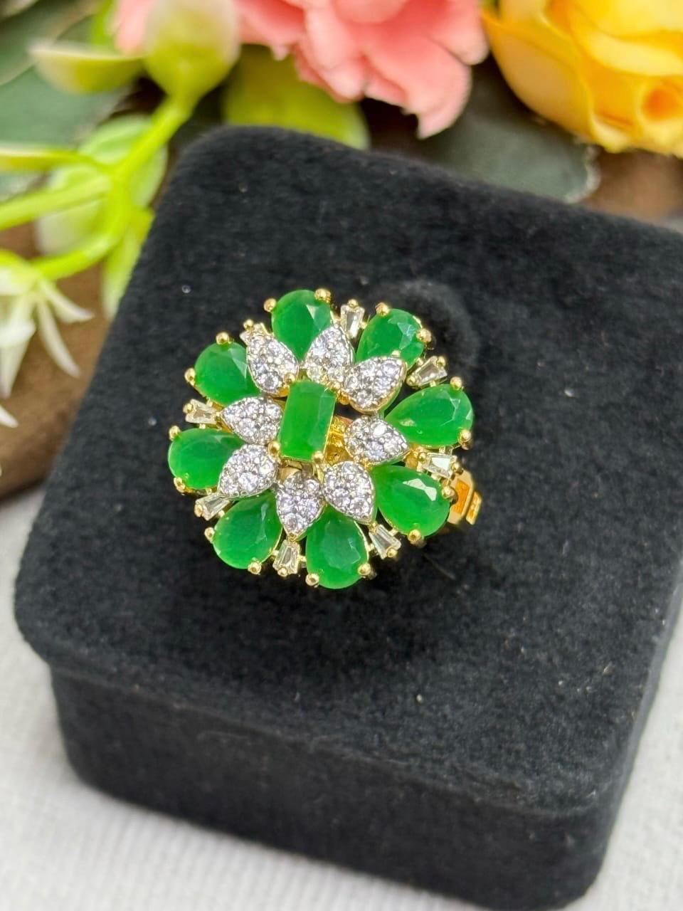 Pota Stones With Zircon Ring in green for woman