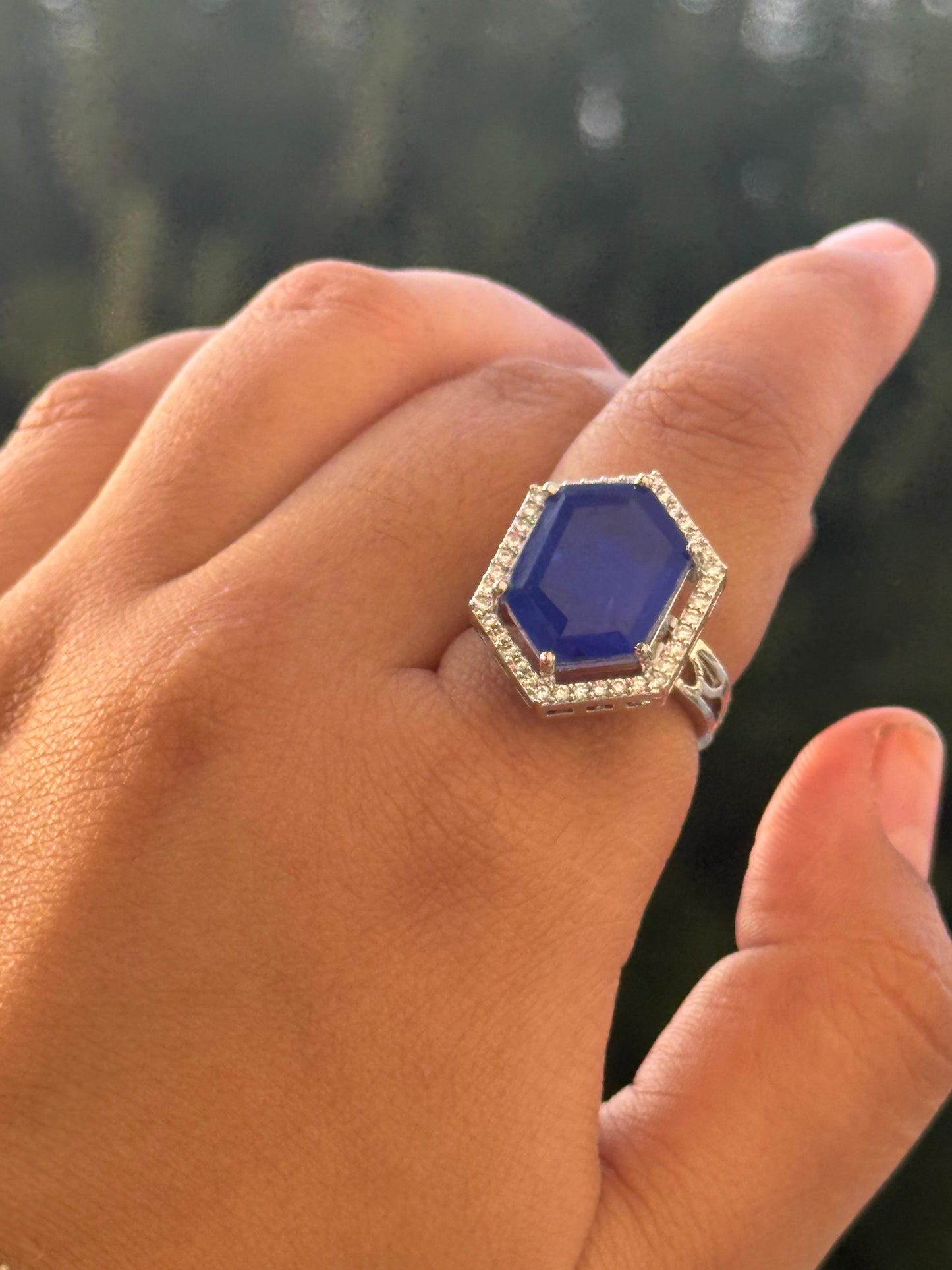 Doublet With Side CZ Ring in blue for woman