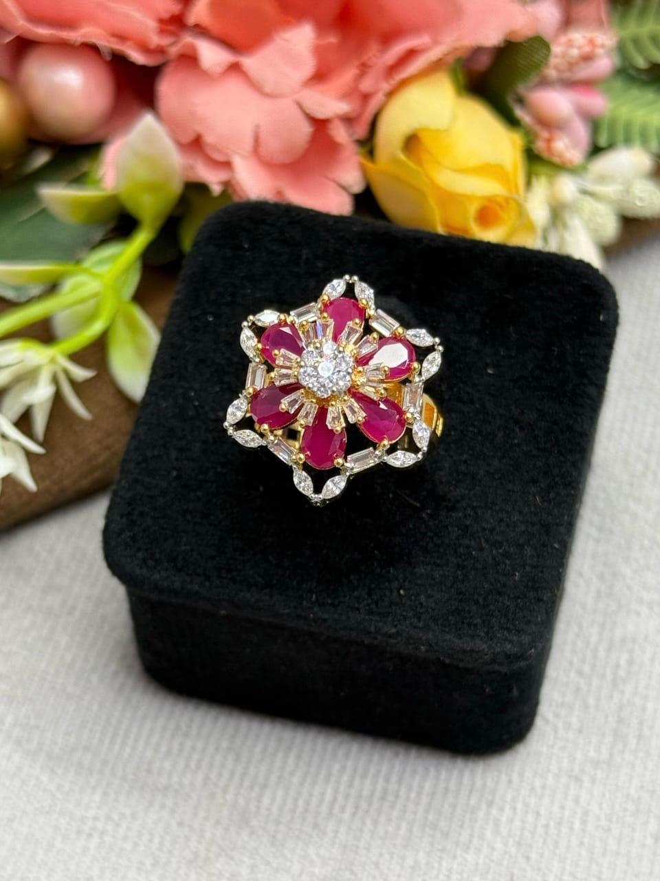 Ruby With cz Finger Ring for woman