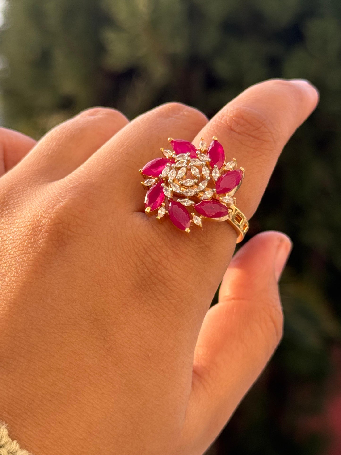 Rose Rhodium Plated Finger Ring in pink for woman