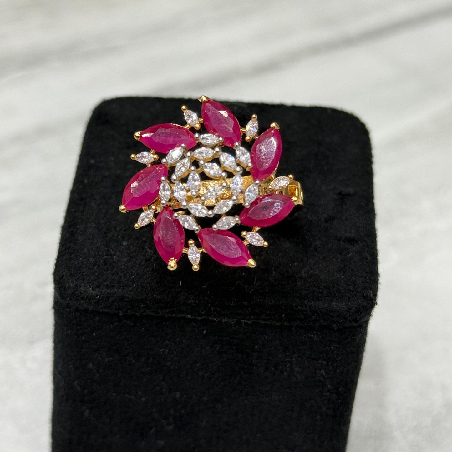 Rose Rhodium Plated Finger Ring in pink for woman