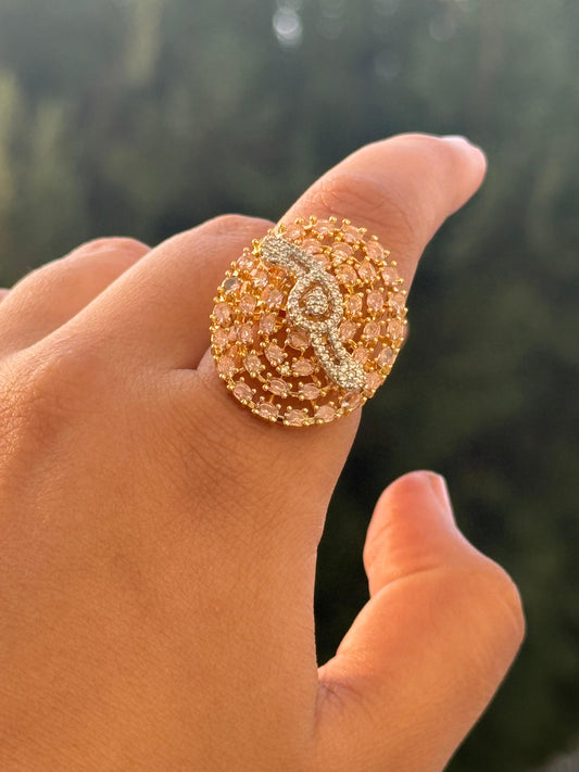 Charming Detailed Amd Studded Zircon Ring for woman