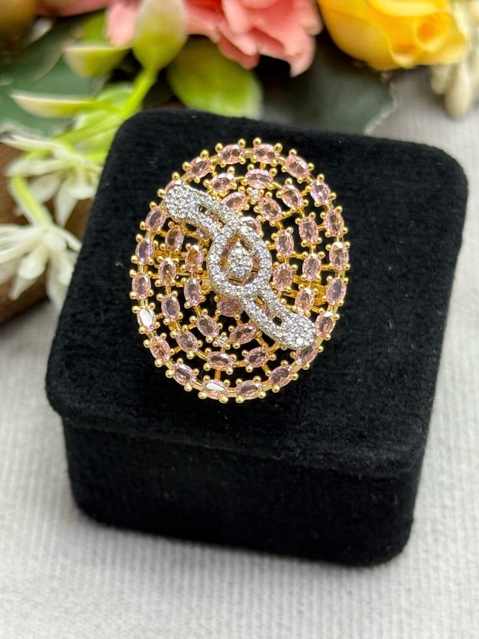 Charming Detailed Amd Studded Zircon Ring for woman