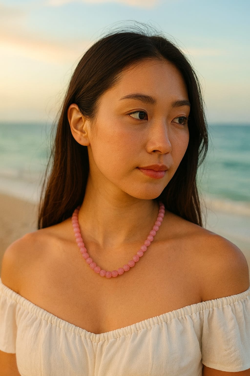 PINK COLOUR MONALISA BEADS MALA FOR WOMEN