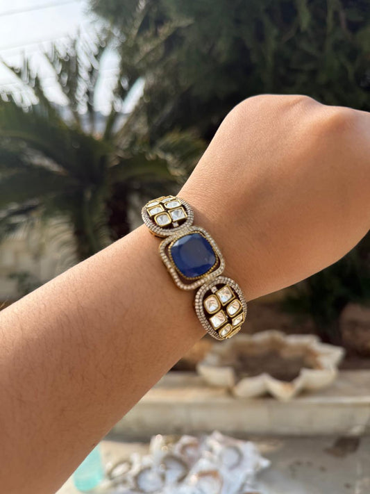 Mossanite with Doublet Stone Bracelet in blue for woman