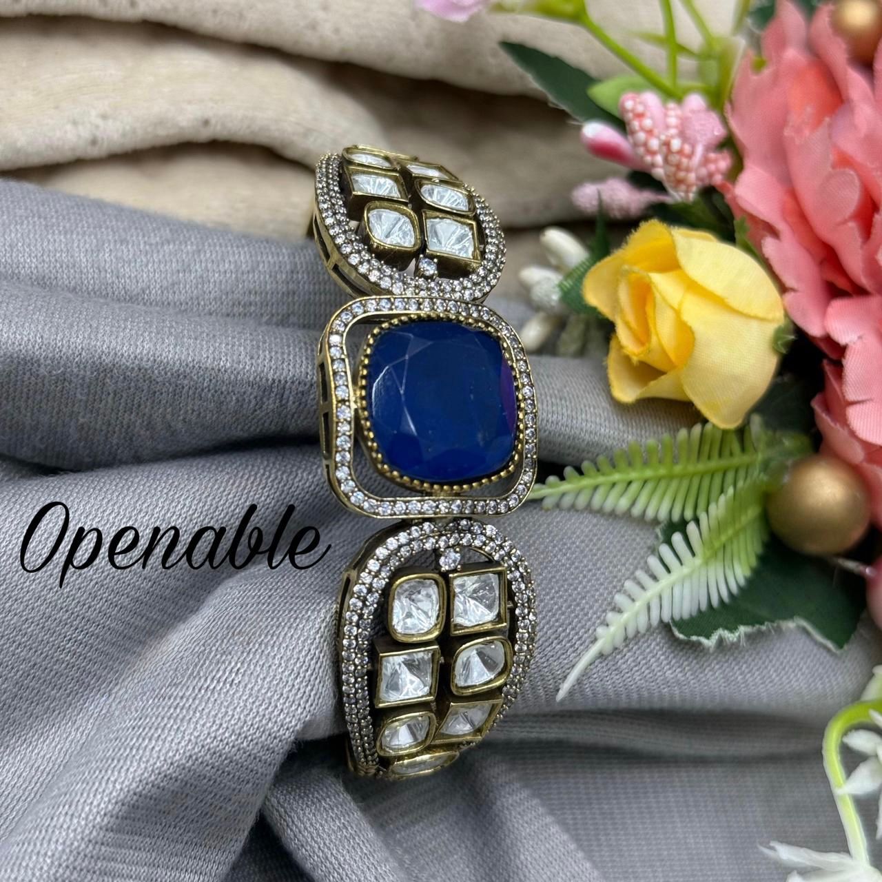 Mossanite with Doublet Stone Bracelet in blue for woman