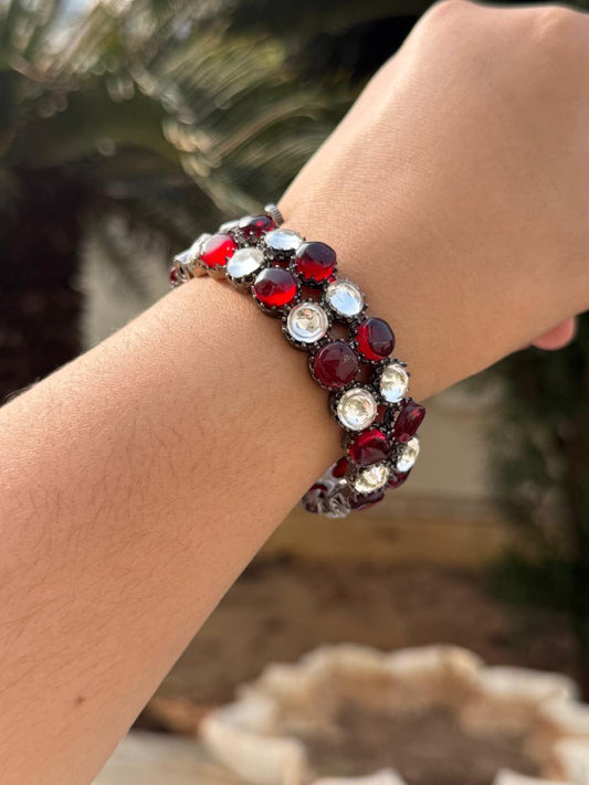 Victorian With Pota Stone Bracelet in maroon for woman