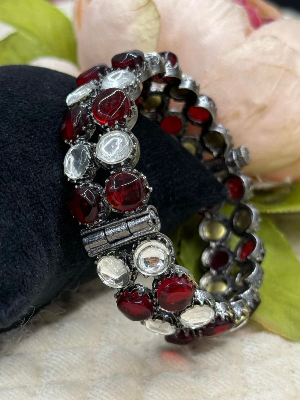Victorian With Pota Stone Bracelet in maroon for woman