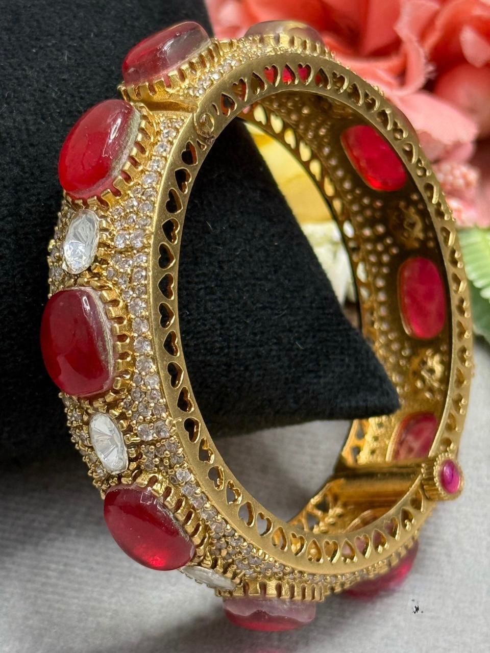 Mossanite With CZ Doublet Stones Bracelet in red for woman