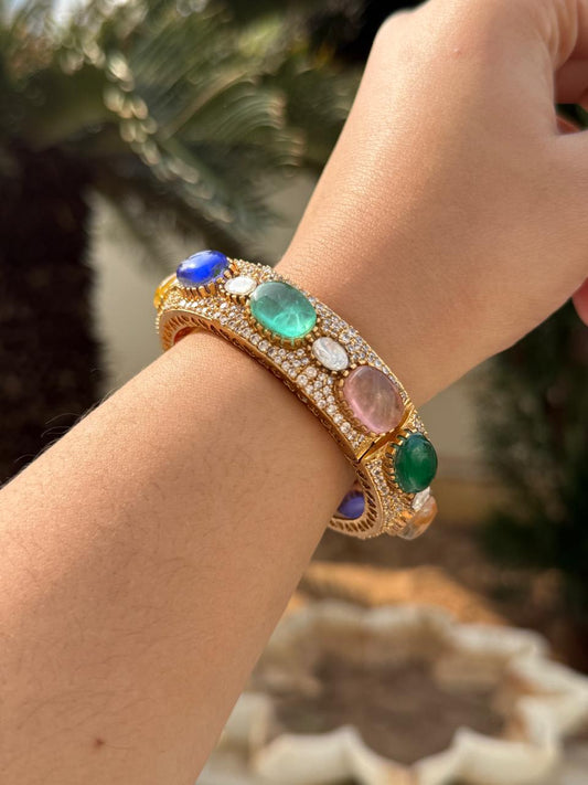 Mossanite With CZ Doublet Stones Bracelet in Multi for woman