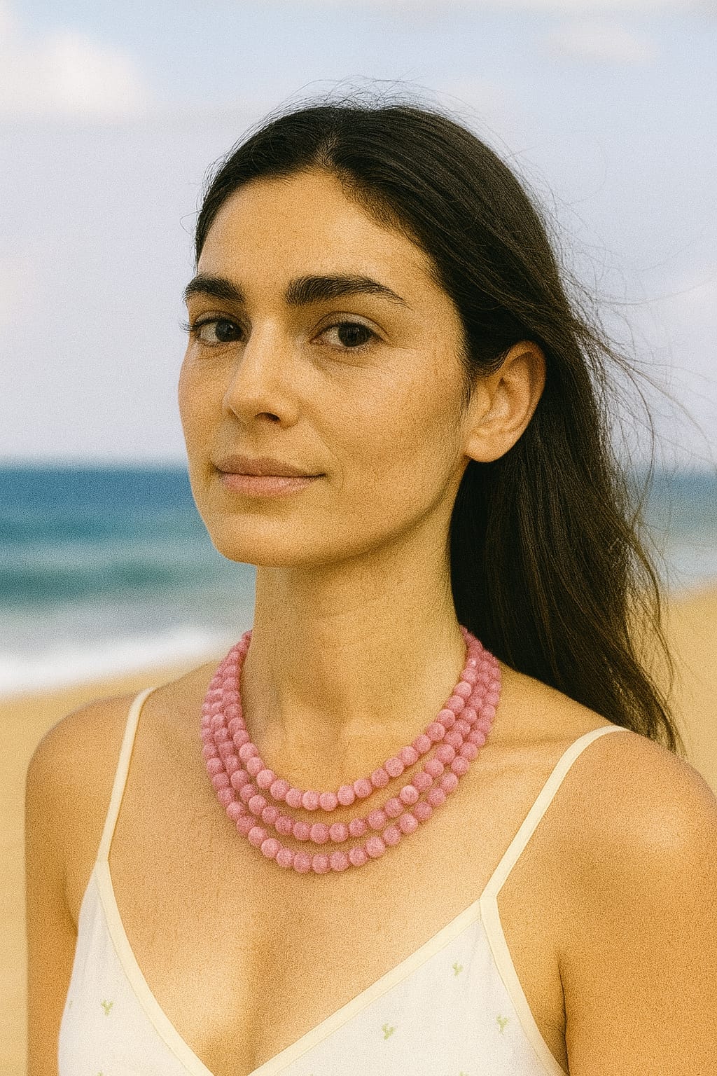 PINK COLOUR MONALISA TRIPLE LAYER BEADS MALA FOR WOMEN