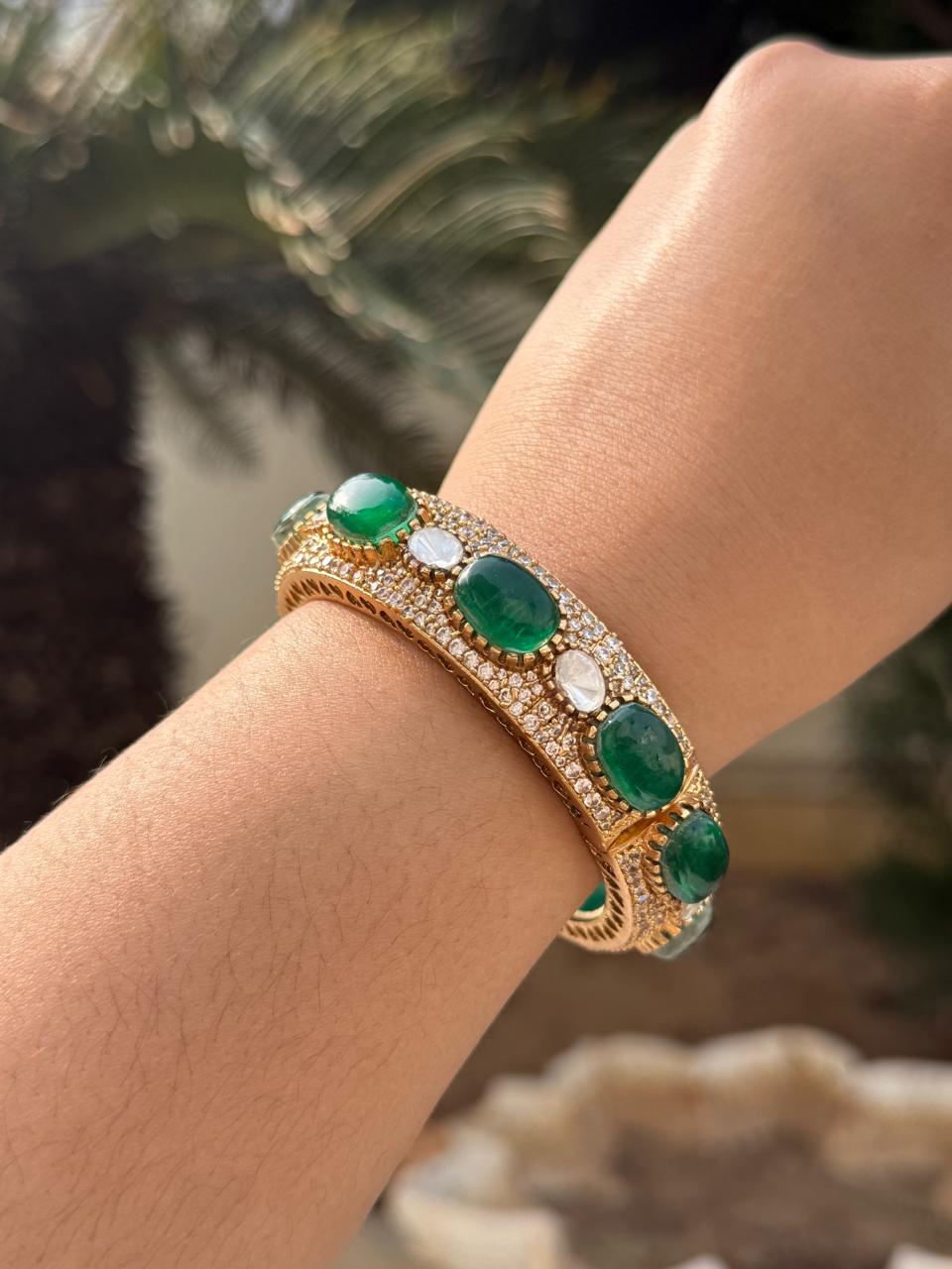 Mossanite With CZ Doublet Stones Bracelet in green for woman